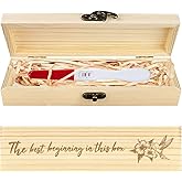 CHGCRAFT Pregnancy Test Keepsake Flowers and Hummingbird Pattern Wooden Pregnancy Announcement Gifts Box with Raffia Ribbon and Lock Announcement Gifts for Dad Husband, 8x2x1.2inch