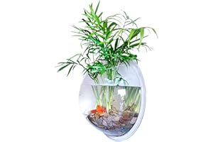 Plcnn 11.2in Wall Fish Bowl Acrylic Hanging Fish Tank, Wall Mounted Fish Plant Vase Aquariums for Plant Fish Ecosphere Home Decor