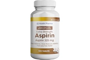 HEALTH LFE Health Pharma Extra Strength Aspirin Pain Reliever & Fever Reducer, 325 mg White Tablets I Compare to Bayer Active Ingredients (500 Count (Pack of 1))