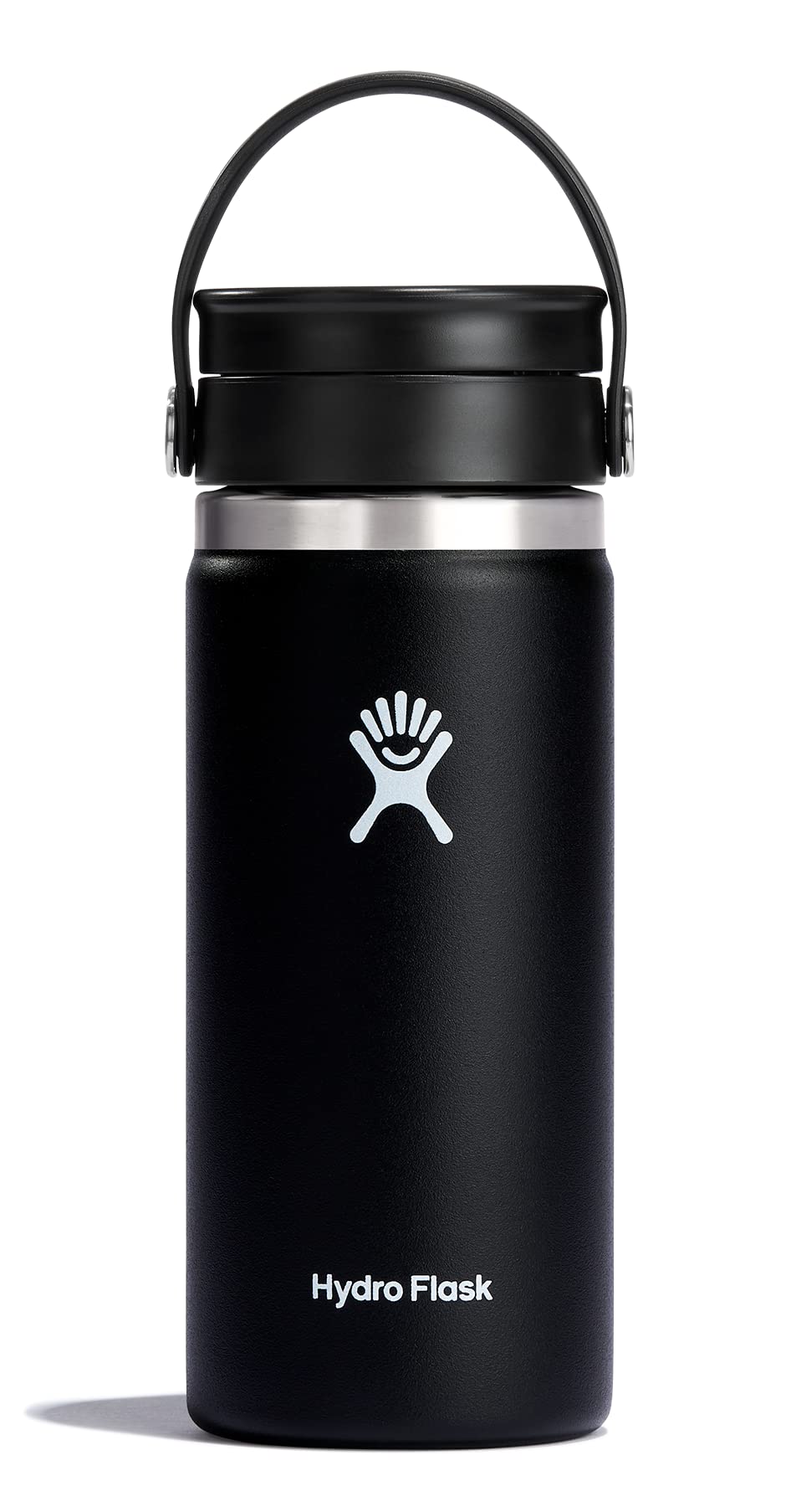 Hydro Flask - Travel Coffee Flask 473 ml (16 oz) - Vacuum Insulated Stainless Steel Travel Mug with Leak Proof Flex Sip Lid - Wide Mouth - Black