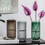 Vzmiza Green Glass Vase 26 cm Premium Thickened Ribbed Flower Vase view 6