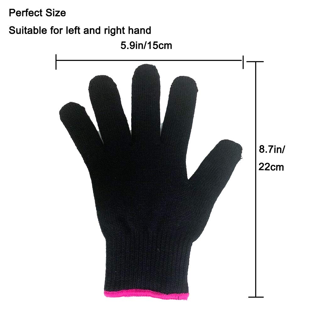 Lessmon Professional Heat Resistant Glove for Hair Styling Heat Blocking for Curling, Flat Iron and Curling Wand Suitable for Left and Right Hands, 1 Piece, Pink Edge: Health & Personal Care