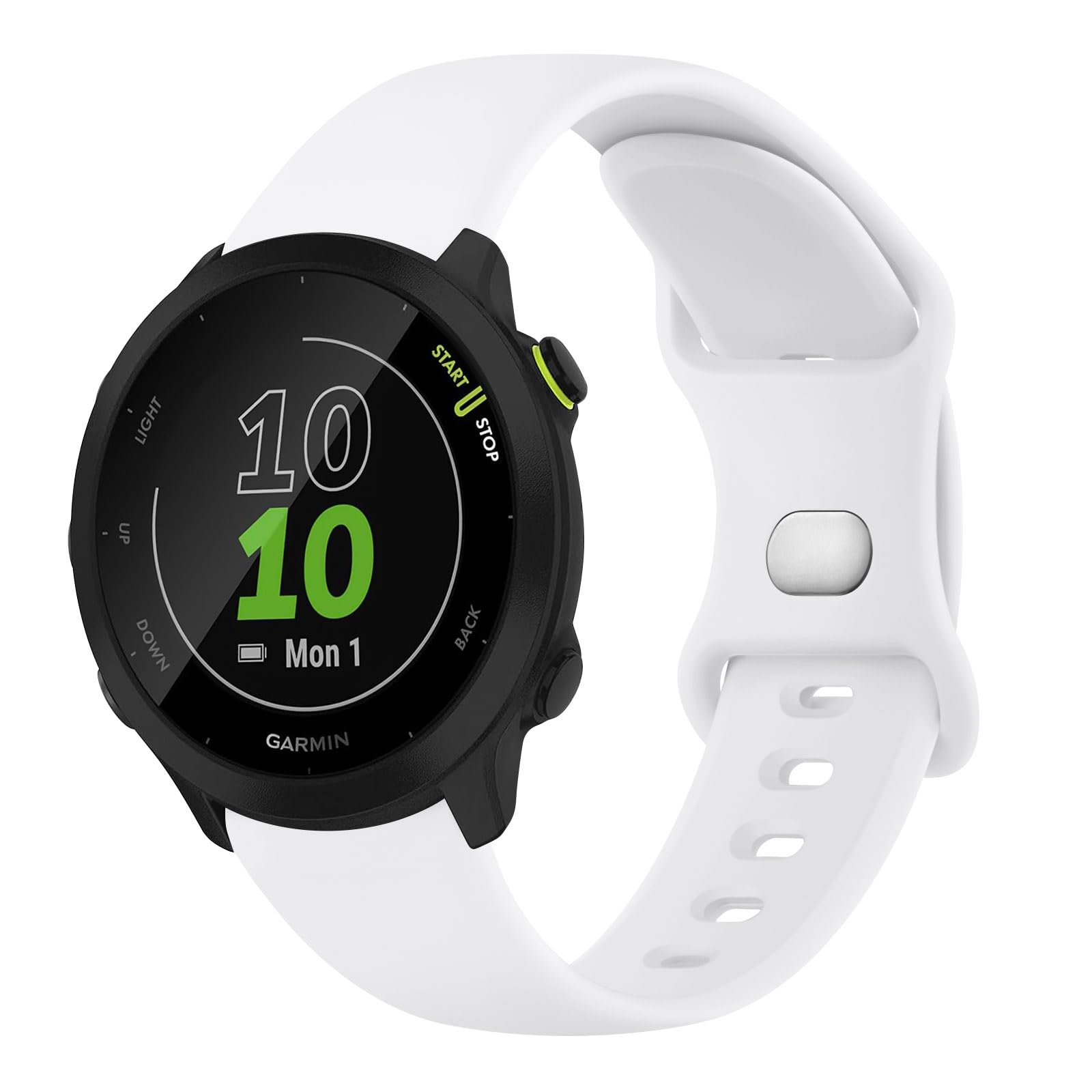 Strap Compatible with Garmin Forerunner 55 Strap/Garmin Forerunner 645 Strap/Garmin Forerunner 245 Strap,20mm Soft Silicone Replacement for Garmin Forerunner 645/245/55/Garmin Venu 2 SQ (White) — image 1