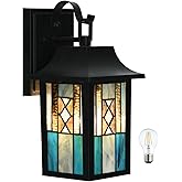 HomeBeauty WL0011 Tiffany Style Outdoor Light Fixutres Stained Glass Wall Sconce Exterior Waterproof Wall Lantern Light Fixtu