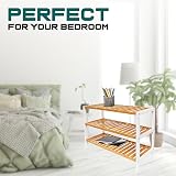1ABOVE Bamboo Shoe Rack 3 Tier White Natural Plant Rack for Small Spaces view 8