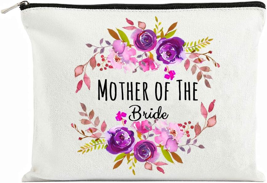 Charmoly Mother of The Bride Groom Gifts Makeup Bag Pouch Purse Tote for Mom Bridal Party Wedding Party from Daughter Son