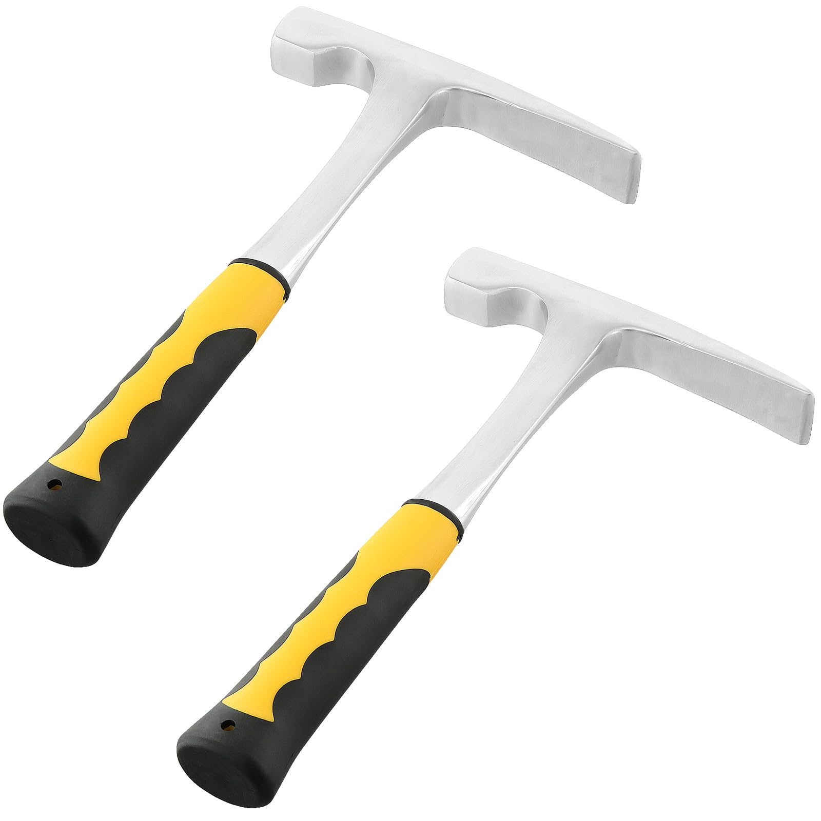 TAICHEUT 2 PCS 24oz Brick Hammer, Geologist Flat Head Hammer with Skid Handle, Geology Rock Pick Fossil Hammers for Mining