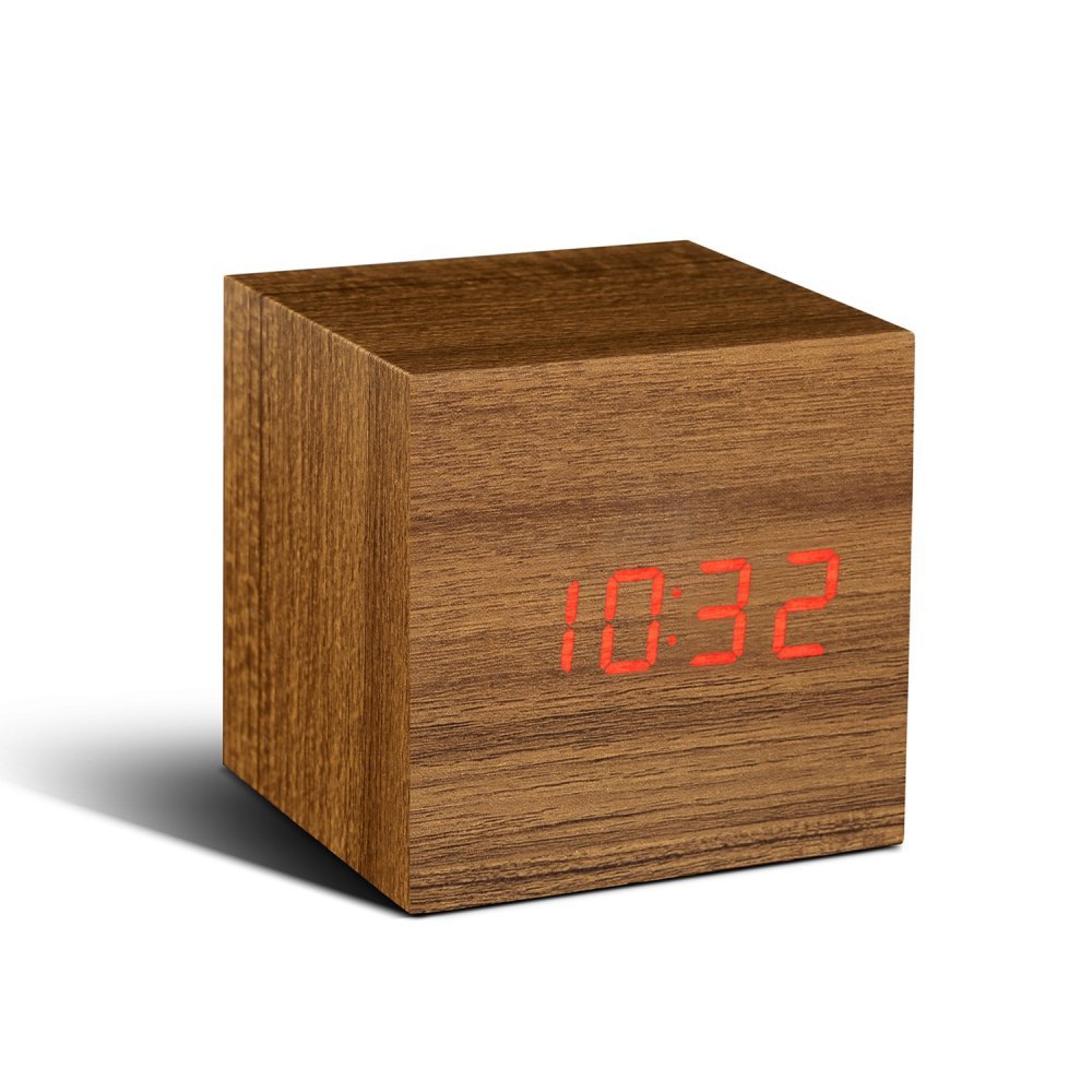 Gingko Design Alarm Clock, teak, Brown, One Size