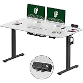 FLEXISPOT EN2 Whole-Piece Standing Desk with Clamp Power Strip, 55 x 28 Electric Stand Up Height Adjustable Desk with Cable M