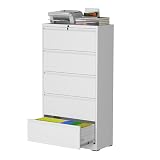 mysteeldepot 5 Drawer Lateral File Cabinet with Lock, Metal File Cabinet, Lateral File Cabinets for Home Office, Heavy Duty File Storage Cabinet for Legal/Letter/A4 Document, Assembly Required, White