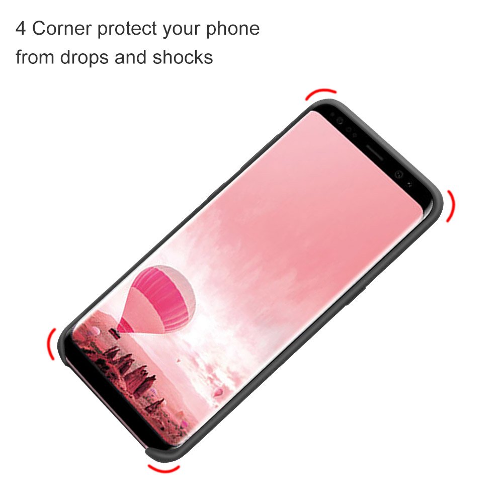 Phone Case for S8,Silicone Gel Rubber Case with Soft Microfiber Cloth Lining Cushion Protective Case for Samsung S8 (Black)