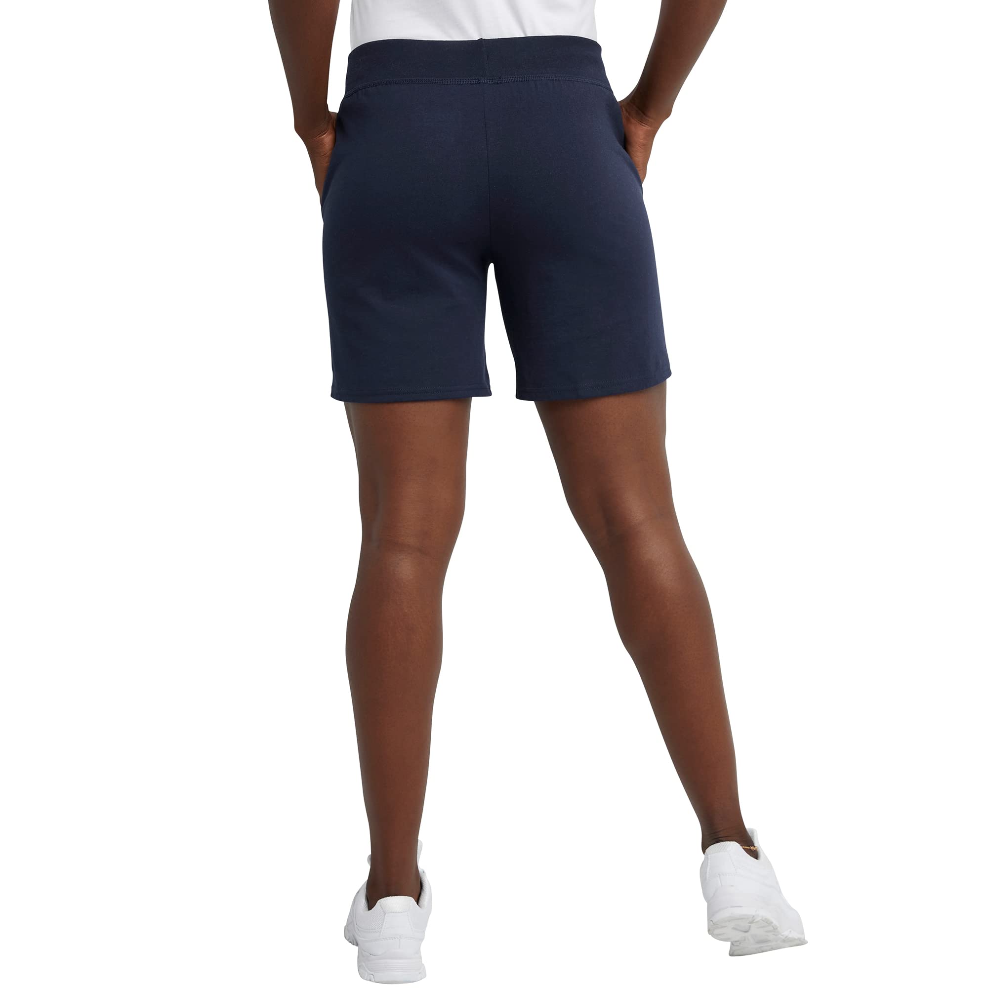 Hanes Women's Jersey Pocket Shorts, Drawstring Cotton Jersey Shorts, 7
