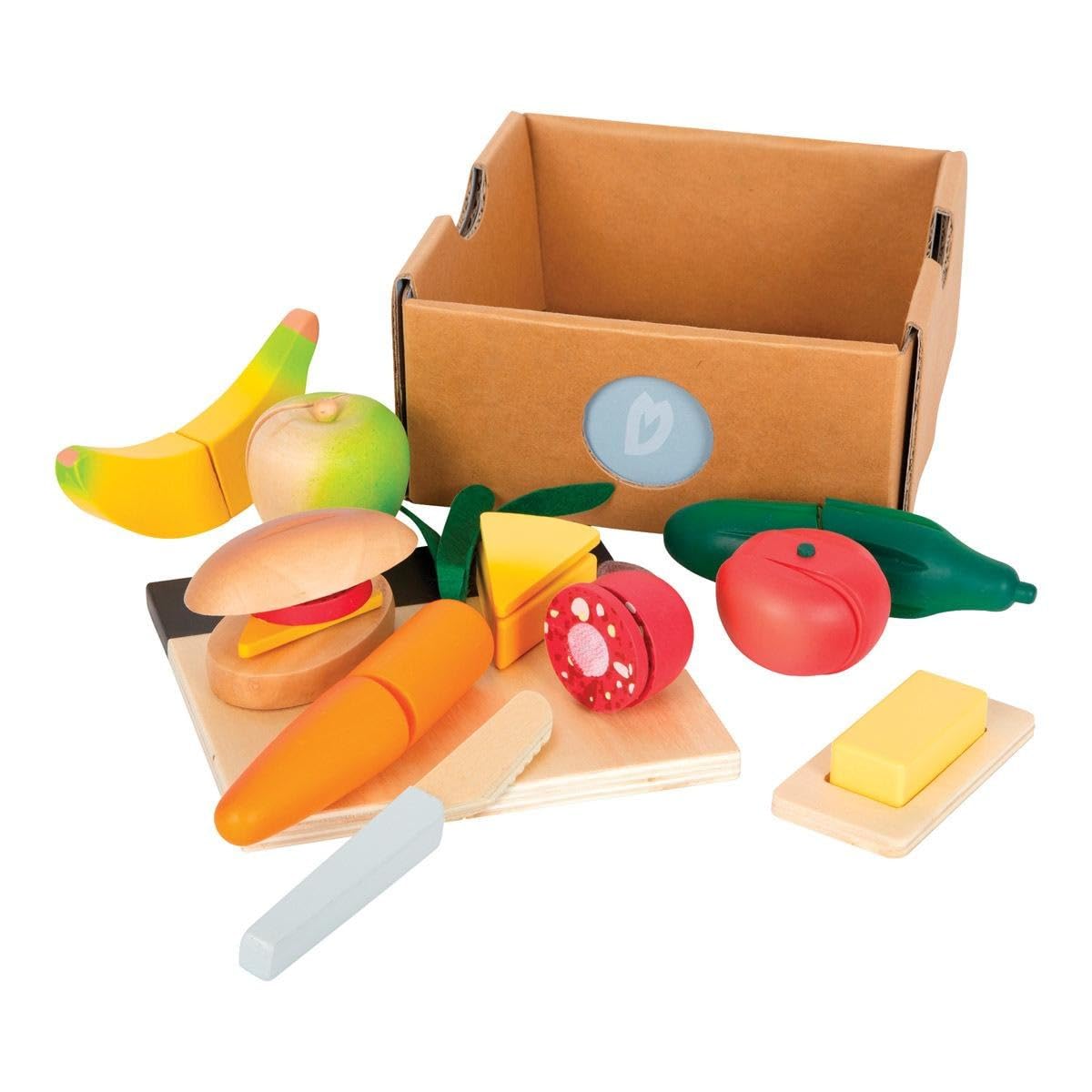 small foot Cuttable Lunch Set "fresh", wood, accessory for play kitchens & stores, role play toy for ages 2+ yrs., 12331