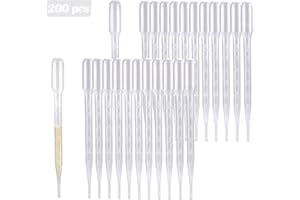 200PCS 3ml Disposable Plastic Transfer Pipettes, Calibrated Dropper Suitable for Essential Oils & Science Laboratory