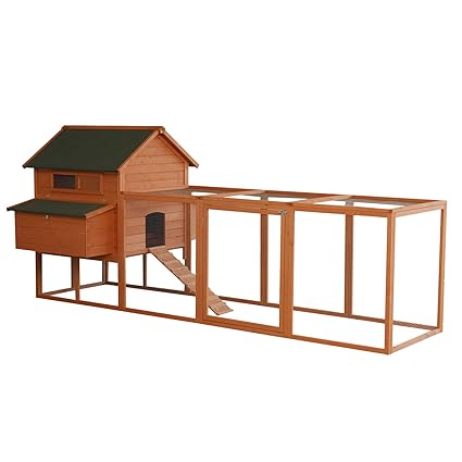 Pawhut Xl Solid Wood Deluxe Outdoor Lockable Chicken Coop Kit With Nesting Box And Run