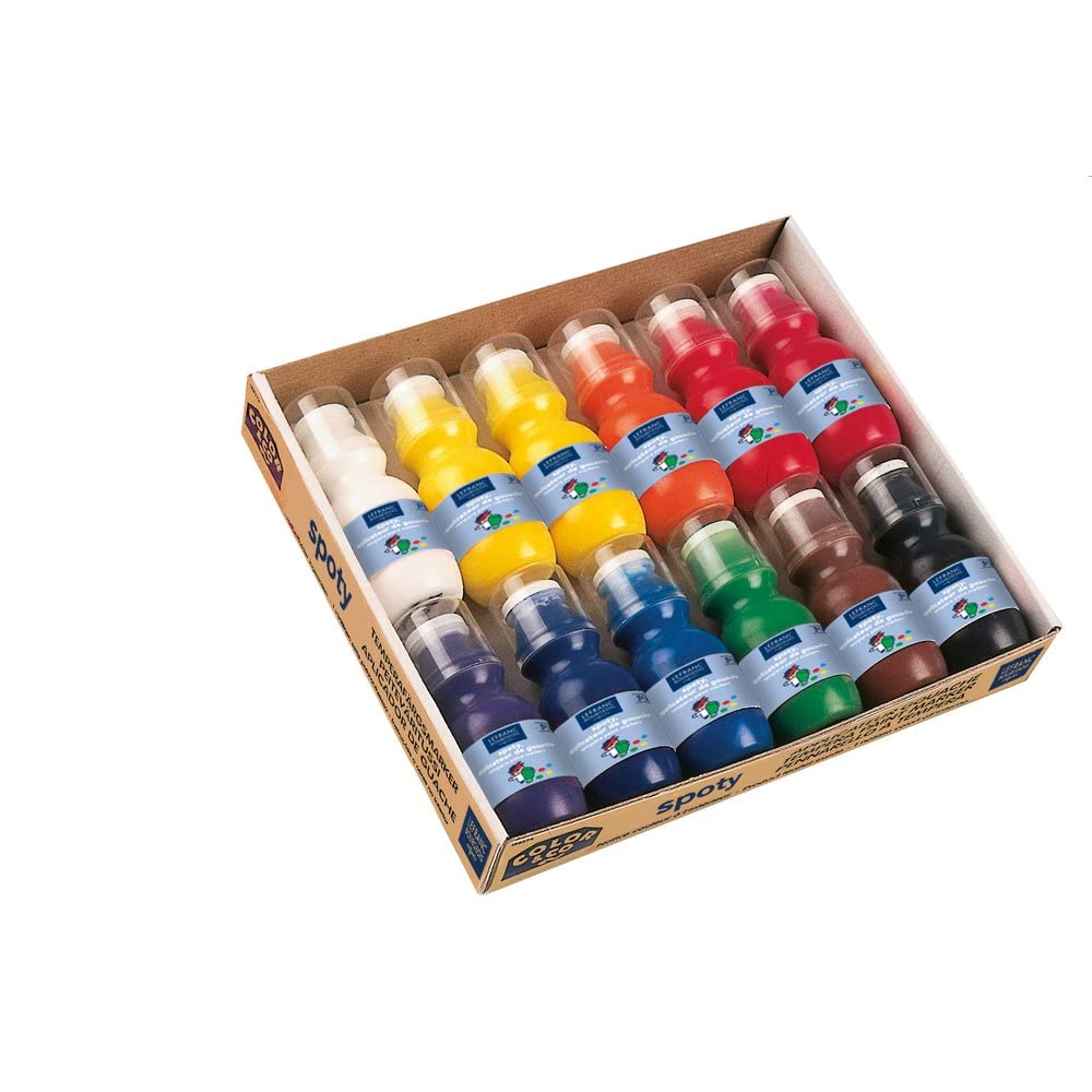 Lefranc Bourgeois Spoty Gouache Applicator for Children - 12 Bottles of 70 ml