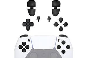 eXtremeRate Replacement D-pad R1 L1 R2 L2 Triggers Share Options Face Buttons, Black Full Set Buttons Compatible with ps5 Con