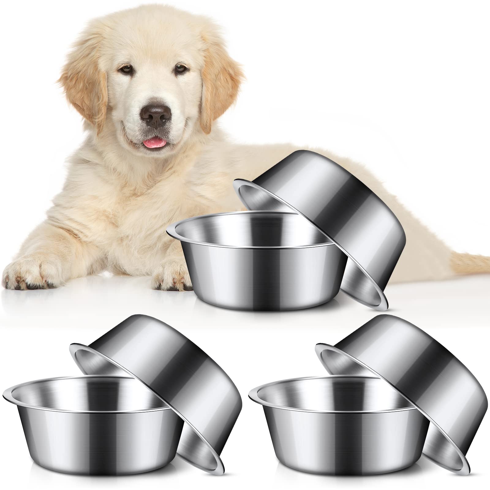 Photo 1 of Yahenda 6 Pcs Stainless Steel Metal Dog Bowls Bulk Replacement Basic Thickened Pet Bowls for Small Medium Large Dogs, Dishwasher Safe(8.3 Inch)