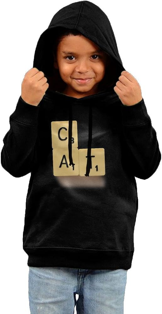 Toddler Funny Cat Scrabble 100% Cotton Long Sleeve Hoodies