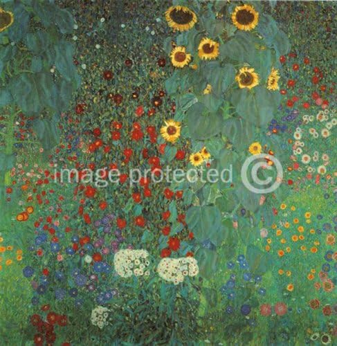Gustav Klimt Farm Garden with Sunflowers Fine Art Giclee' Print Poster 24x36