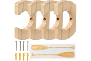 Shoyisenka 4 Pcs Paddle Hold Hanger, Kayak Paddle Racks, Wooden Oar Holder, Wall Storage Keeper Hanging Oar for Kayak Sup Can