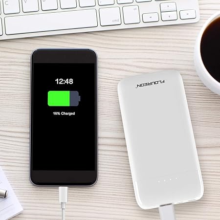 FLOUREON 10000mah Powerbank Externer Akku mit Type C Micro USB Input und USB Output QC 3.0 Schnellladefunktion USB C Handy Sm