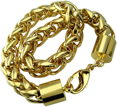 wayne-18K 18CT Yellow Gold Filled GF Men's Weaved 22cm Length Braclet B153