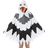 Geyoga Seagull Costume Hooded Cape Adult Halloween Bird Cosplay Accessories Unisex Animal Party Cape for Women and Men
