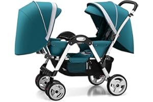 Baby Stroller for Twins-Cozy Compact Twin Stroller, Double Infant Stroller with Tandem Seating,Oversized Canopy, Tandem Umbre