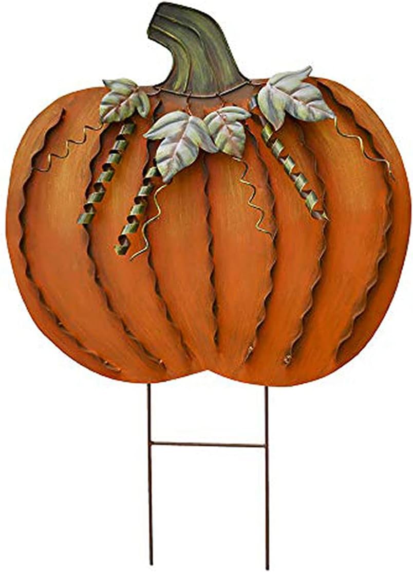 Decorative Garden Stakes - Linfevisi Metal Pumpkin Stakes Yard Signs Decorative Garden Stake Fall Decor Pumpkins Lawn Stakes Ornaments Outdoor Fall Garden Decor Fall Yard Decorations Autumn Harvest Thanksgiving Halloween 26