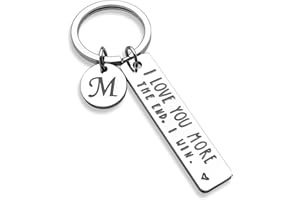 OUMILAN I Love You More The End I Win Keychain with 26 Letters for Boyfriend Girlfriend Couple Bithday Valentines Day Gifts
