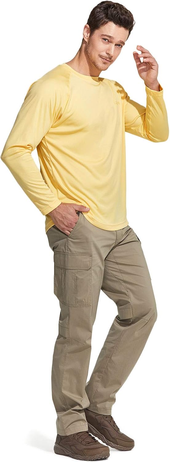 CQR Men's UPF 50+ Outdoor Long Sleeve Shirts, UV Sun Protection Loose-Fit Water T-Shirts, Running Workout Shirt: Clothing