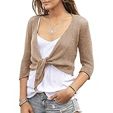 YeMgSiP Women's Tie Front Shrug 3/4 Sleeve Bolero Sheer Knotted Lightweight Cardigan Sweaters Short Shawl Tops