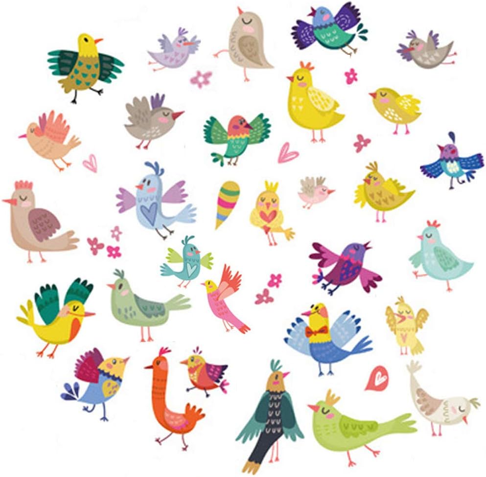 Bright Color Happy Birds Parrots Vinyl Wall Sticker Mural Art Decal for Home Nursery Room Bedroom Decor
