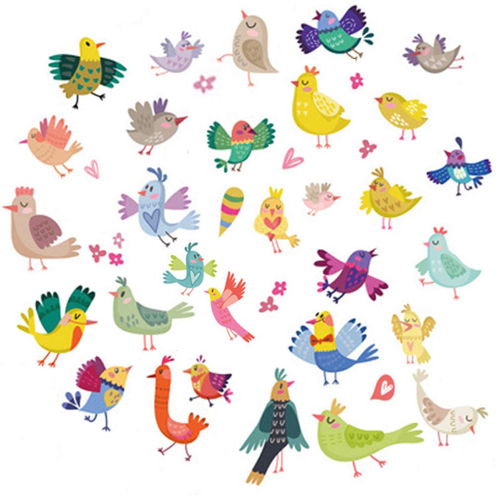 Bright Color Happy Birds Parrots Vinyl Wall Sticker Mural Art Decal for Home Nursery Room Bedroom Decor