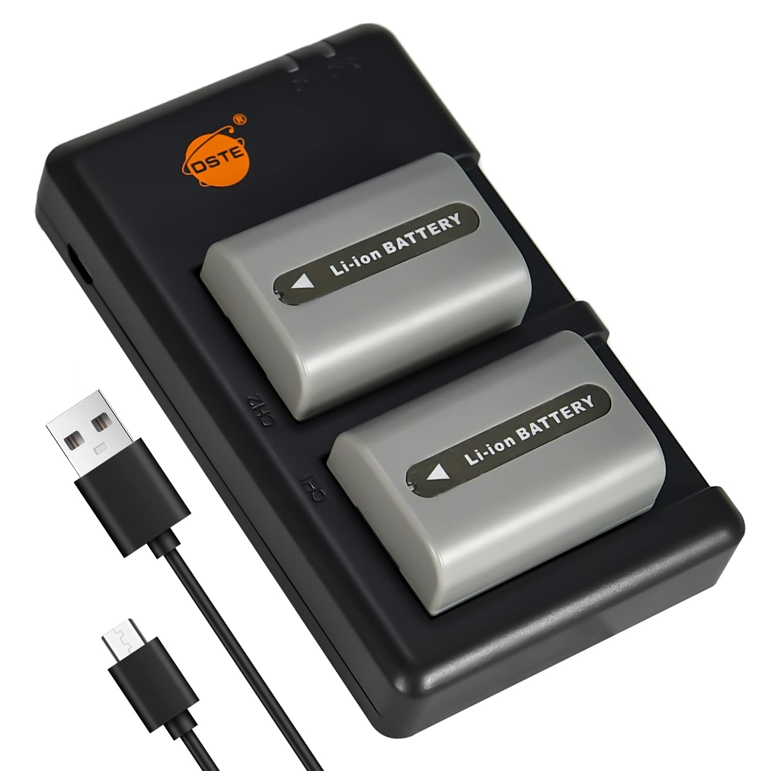 DSTE 2PCS NP-FP50 (1100mAh/7.4V) Battery Charger Set Compatible for Sony NP-FP30,NP-FP60,NP-FP70,NP-FP71,DCR-DVD203E,DCR-DVD205,DCR-DVD205E,DCR-DVD304E,DCR-DVD305