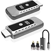 SUNMEG Wireless HDMI Transmitter and Receiver 4K Decode 1080P Output Plug & Play 2.4G/5G Wireless HDMI Extender Kit Portable for Streaming Video and Audio to Monitor from Laptop/PC/Projector