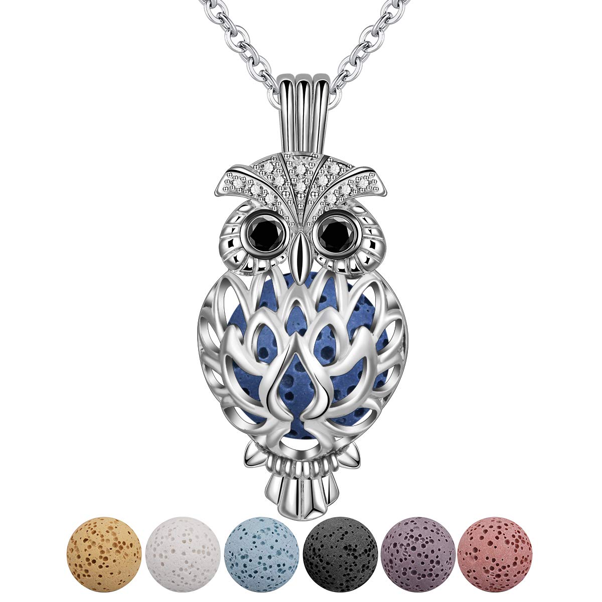 CELESTIA Aromatherapy Gifts for Women, Silver Plated Wise Owl Pendant Essential Oil Diffuser Locket Necklaces Jewellery Anxiety-Relief — image 1