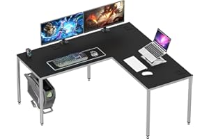 Colegence L Shaped Desk, 60" Computer Corner Desk for Home Office, Reversible Lshaped Desk for Work, Study, Writing, Reading, PC Gaming Desk with Cord Management Corner for Gamer,Studio,Bedroom
