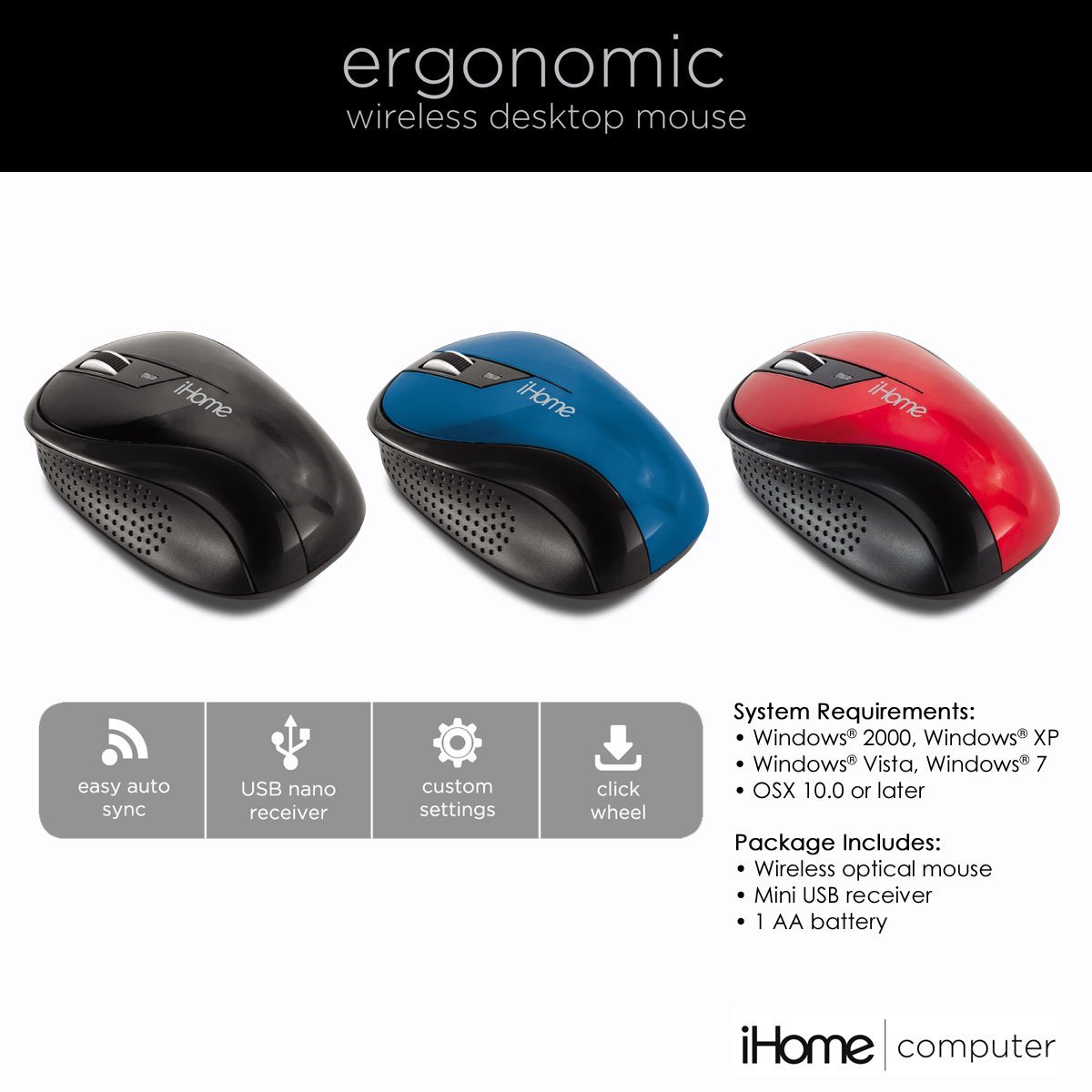 Amazon.com: iHome | Desktop Mouse - Wireless Mouse - Red (See More