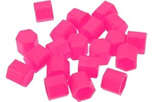 Partuto 20 Pcs Wheel Lug Nut Bolt Rims Tire Nut Screws Dust Cap Cover Nut Protection Silicone Fluorescent Pink 2.2x17x20mm