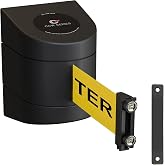 CCW Series WMB-230 Magnetic Wall-Mount Retractable Belt Barrier, 30 Ft | Yellow Belt: CAUTION - DO NOT ENTER in Black, Black ABS Case, Belt Braking System for Slow Retraction, Quick, Easy Assembly