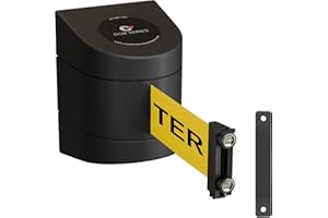 Crowd Control Warehouse - CCW Series WMB-220 Magnetic Wall Mount Retractable Belt Barrier - 15 Foot, Yellow with"Caution - DO NOT Enter" Black Letters Belt with Black ABS Case