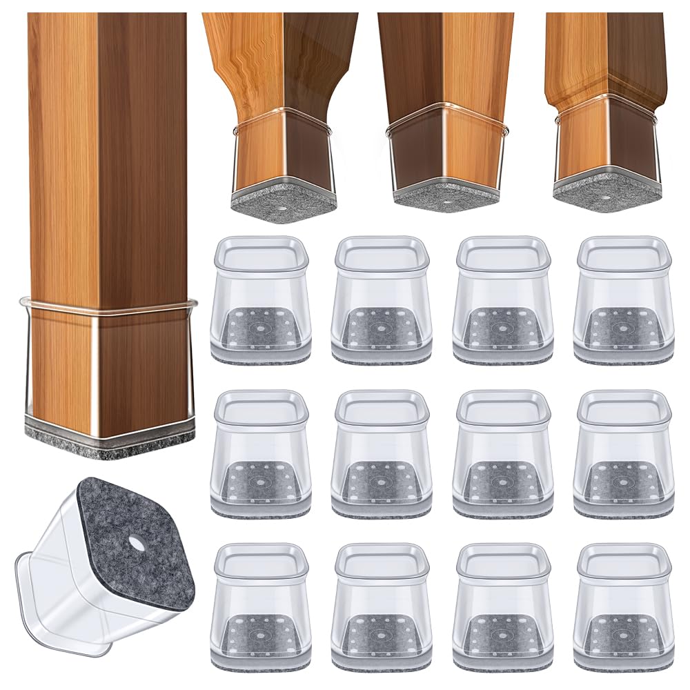 GICUNK 32Pcs Chair Leg Floor Protectors, Square Floor Protectors For Furniture Legs, Furniture Sliders, Silicone Chair Leg Caps For Protecting Hardwood Floors(Small Fit:20-25mm)