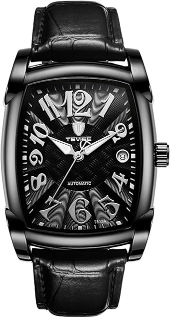 Reloj mecánico automático Hombres, Caja Rectangular Reloj del Negocio-A: Amazon.es: Relojes