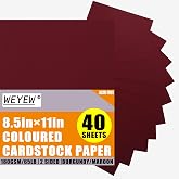 Wine Red Cardstock 8.5 x 11 Thick Paper, 40 Sheets 65 LB/180 GSM, Cardstock Printer Paper for Invitations, Menus, Wedding, DIY Cards, Kids School Supplies
