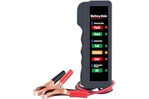 Suvnie 12V Car Battery Tester, Automotive Digital Battery Alternator Tester with LED Indication, Battery Detector Checker to Test Battery Condition & Alternator Charging, Car Accessories, Gray