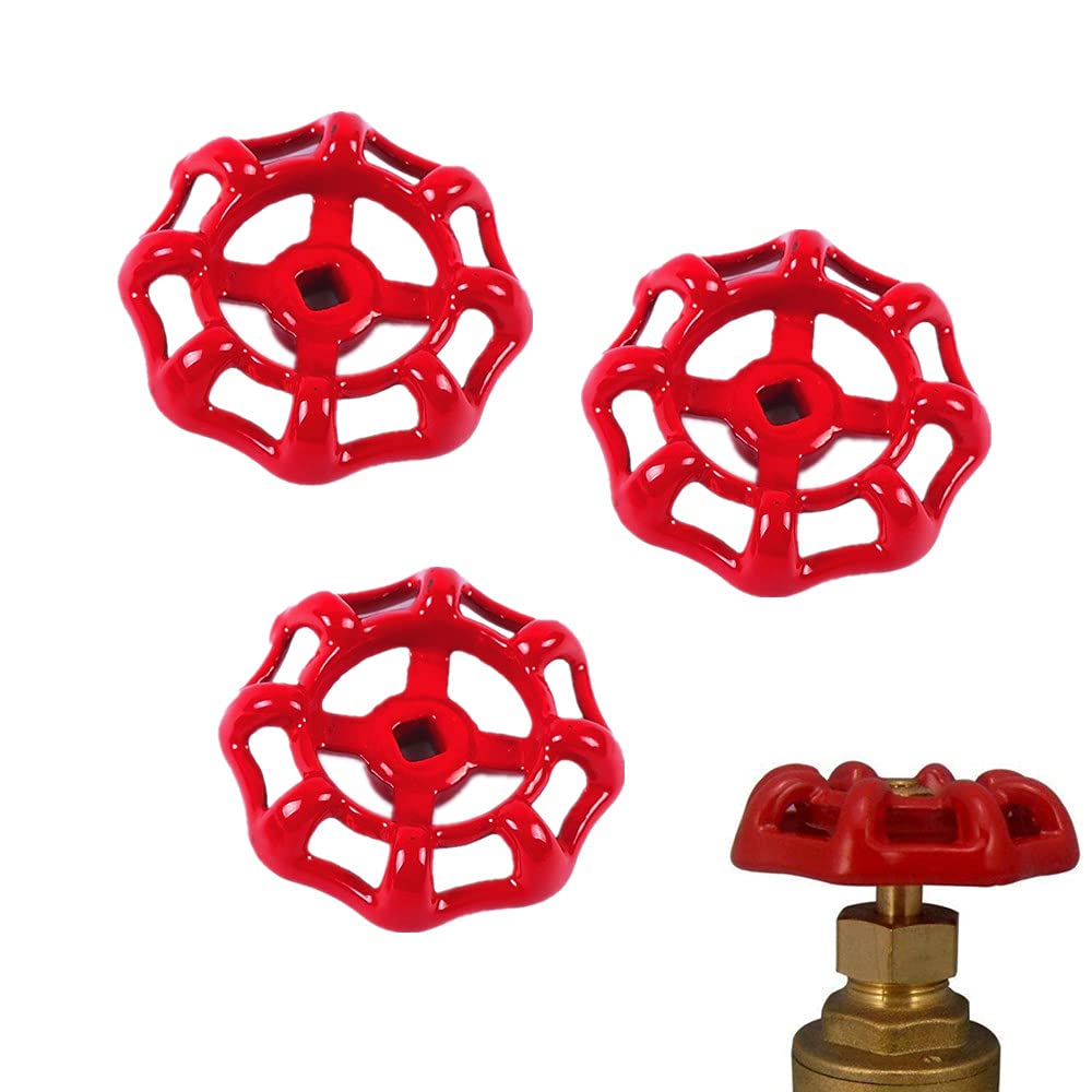 3 Pcs Faucet Handle Replacement - Red Valve Handwheel Gate Valve for Faucet