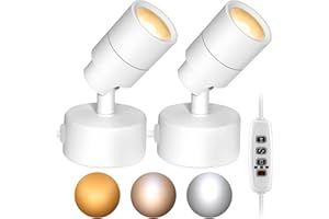 Caupel 2 Pack LED Spotlight Indoor, 3000K/4000K/6000K Adjustable Plant Uplighting Indoor, Flush Mount LED Spot Light with Memory/Timer Function, 5W Dimmable Accent Lighting for Artwork, 5.41 FT Cord