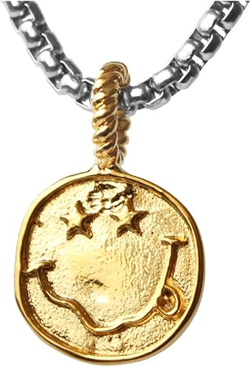 Amazon シルバーペンダント レディース メンズ シルバー925 スマイルネックレス コイン スター スマイリー ニコちゃん コインネックレス 星 スター 小ぶり 小さめ ゴールド ネックレス 通販